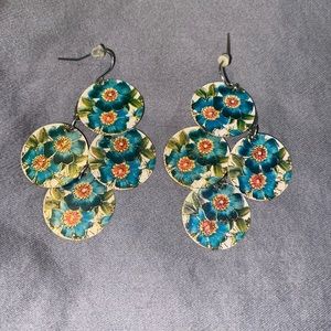 Floral print (lightweight) dangly earrings